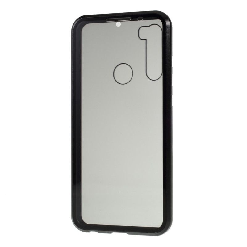 Hoesje voor Xiaomi Redmi Note 8T Rood Zwart Voor En Achter Gehard Glas En Metaal
