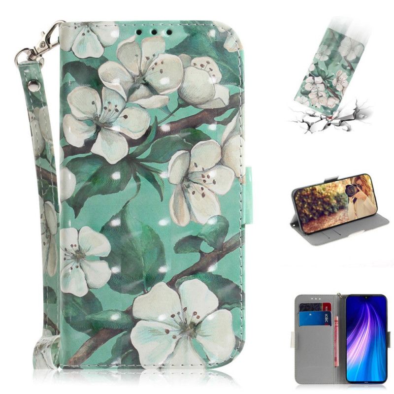 Leren Hoesje voor Xiaomi Redmi Note 8T Bloeiende Tak Met String