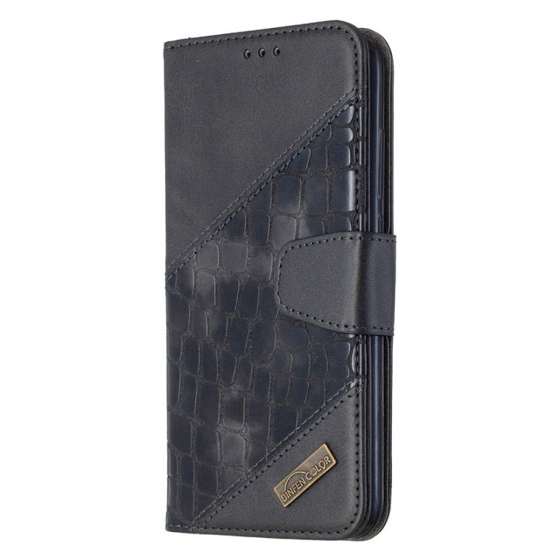Leren Hoesje voor Xiaomi Redmi Note 8T Grijs Zwart Klassiek Krokodillenleereffect