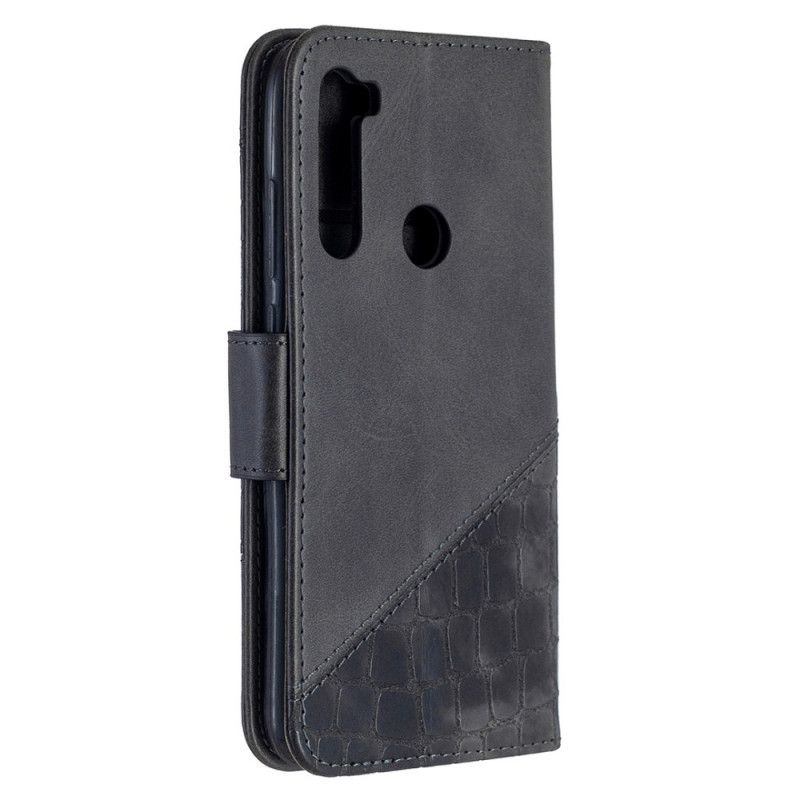 Leren Hoesje voor Xiaomi Redmi Note 8T Grijs Zwart Klassiek Krokodillenleereffect