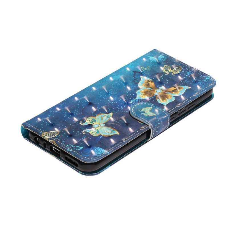 Leren Hoesje voor Xiaomi Redmi Note 8T Lichtvlindervlinders Met Riempje