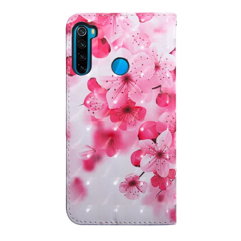 Leren Hoesje voor Xiaomi Redmi Note 8T Oogverblindende Roze Bloemen