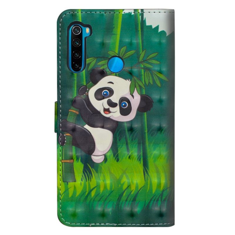Leren Hoesje voor Xiaomi Redmi Note 8T Panda En Bamboe