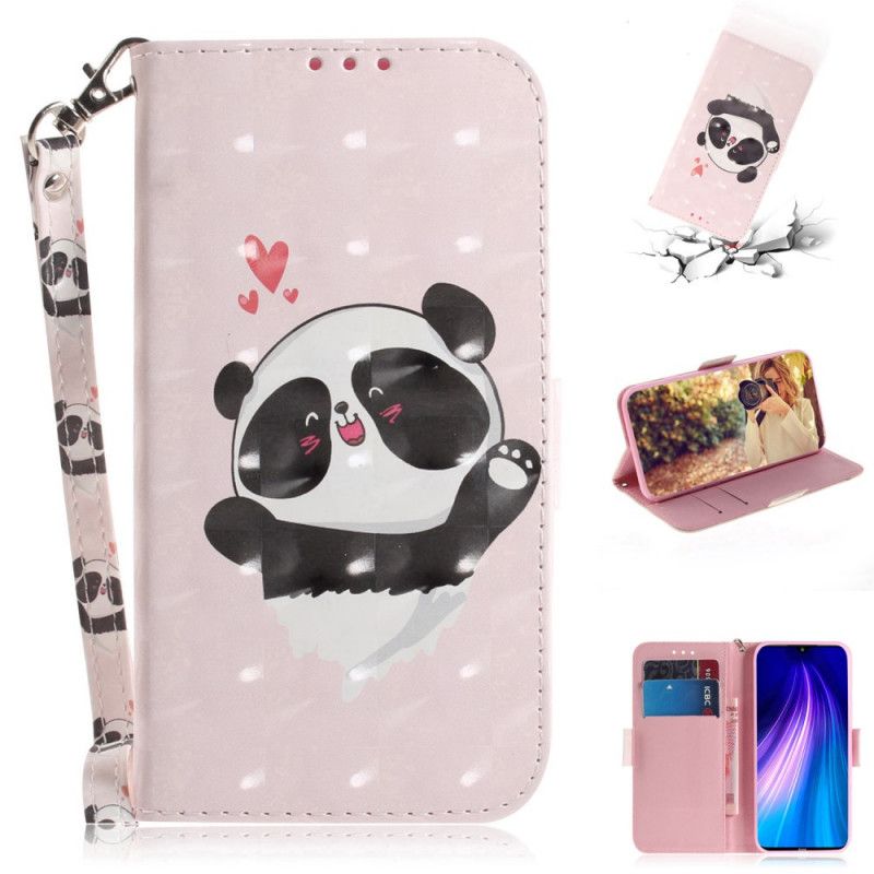 Leren Hoesje voor Xiaomi Redmi Note 8T Panda Love Met String