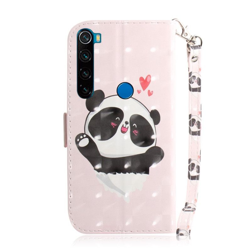 Leren Hoesje voor Xiaomi Redmi Note 8T Panda Love Met String