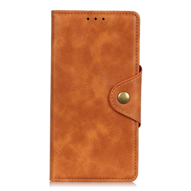 Leren Hoesje voor Xiaomi Redmi Note 8T Rood Zwart Vintage Kunstleer En Knoop