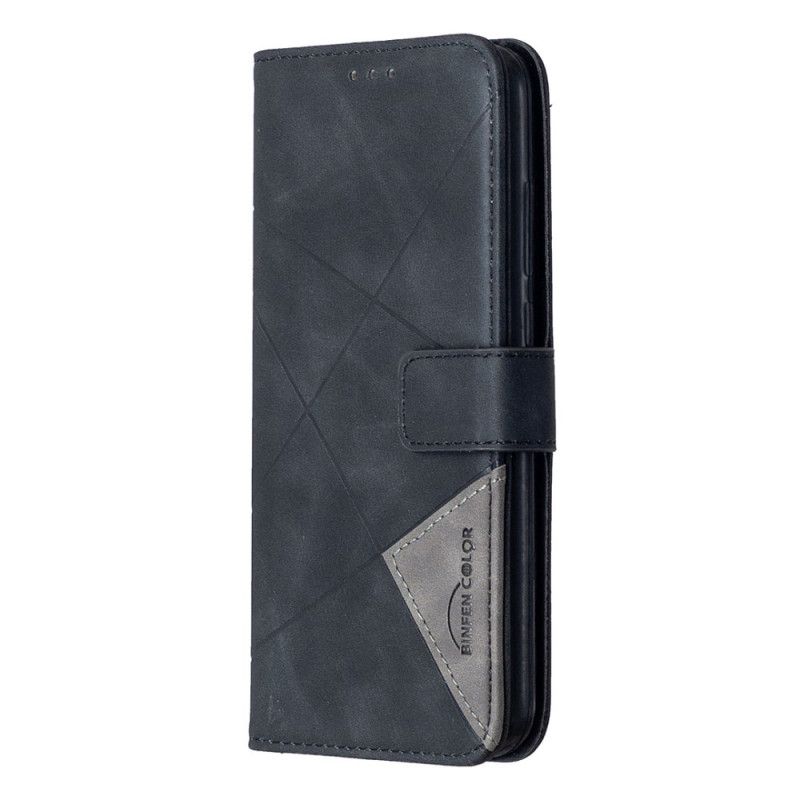Leren Hoesje Xiaomi Redmi Note 8T Grijs Zwart Binfen Kleurendriehoeken