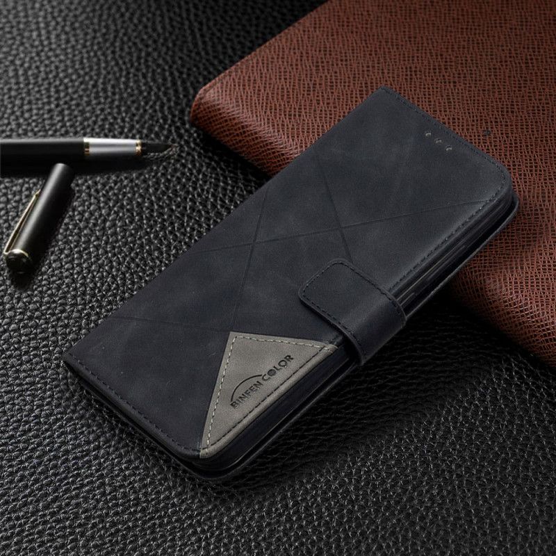 Leren Hoesje Xiaomi Redmi Note 8T Grijs Zwart Binfen Kleurendriehoeken