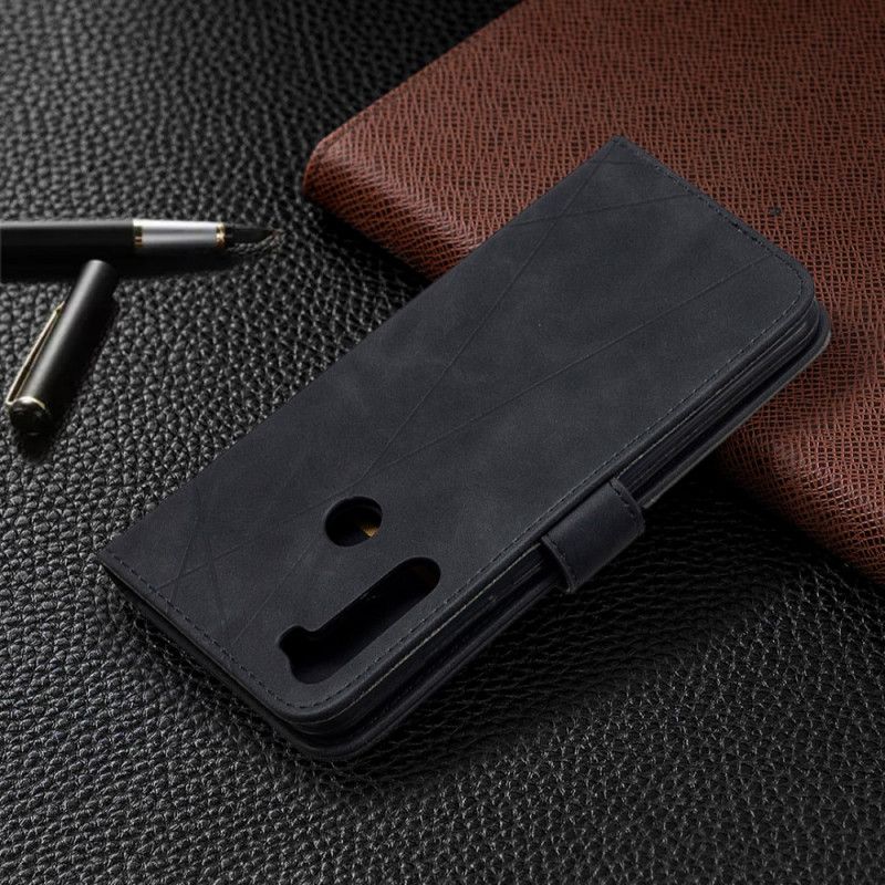 Leren Hoesje Xiaomi Redmi Note 8T Grijs Zwart Binfen Kleurendriehoeken