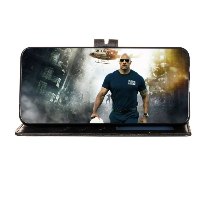 Leren Hoesje Xiaomi Redmi Note 8T Grijs Zwart Kitten