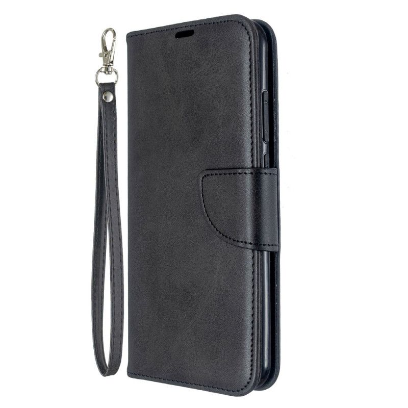 Leren Hoesje Xiaomi Redmi Note 8T Grijs Zwart Telefoonhoesje Gladde Schuine Klep