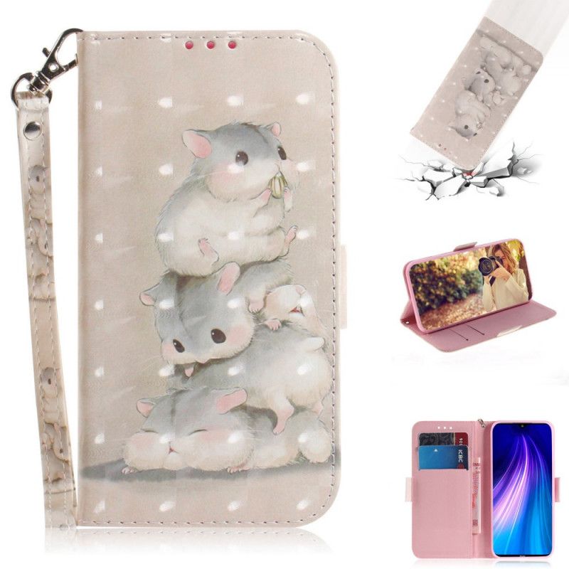 Leren Hoesje Xiaomi Redmi Note 8T Hamsters Met String