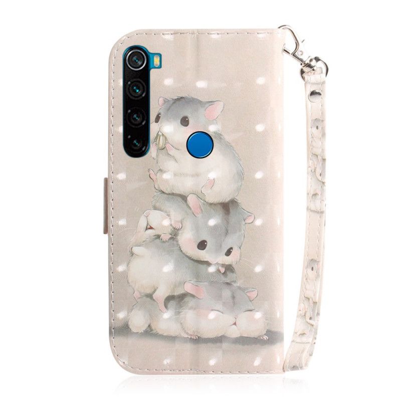 Leren Hoesje Xiaomi Redmi Note 8T Hamsters Met String