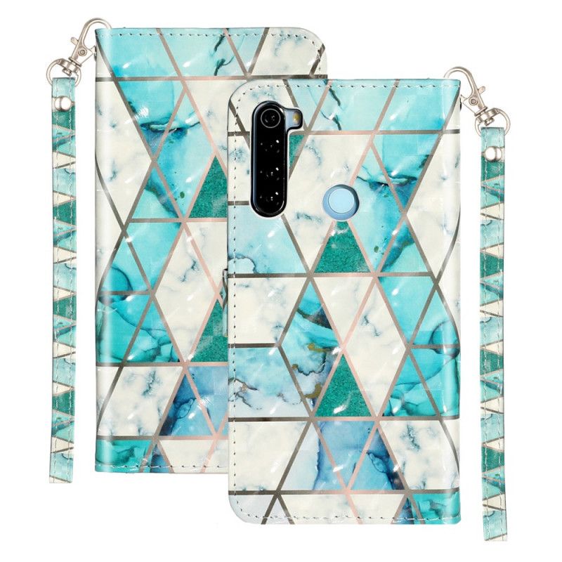 Leren Hoesje Xiaomi Redmi Note 8T Marmeren Lichtspots Met Strip
