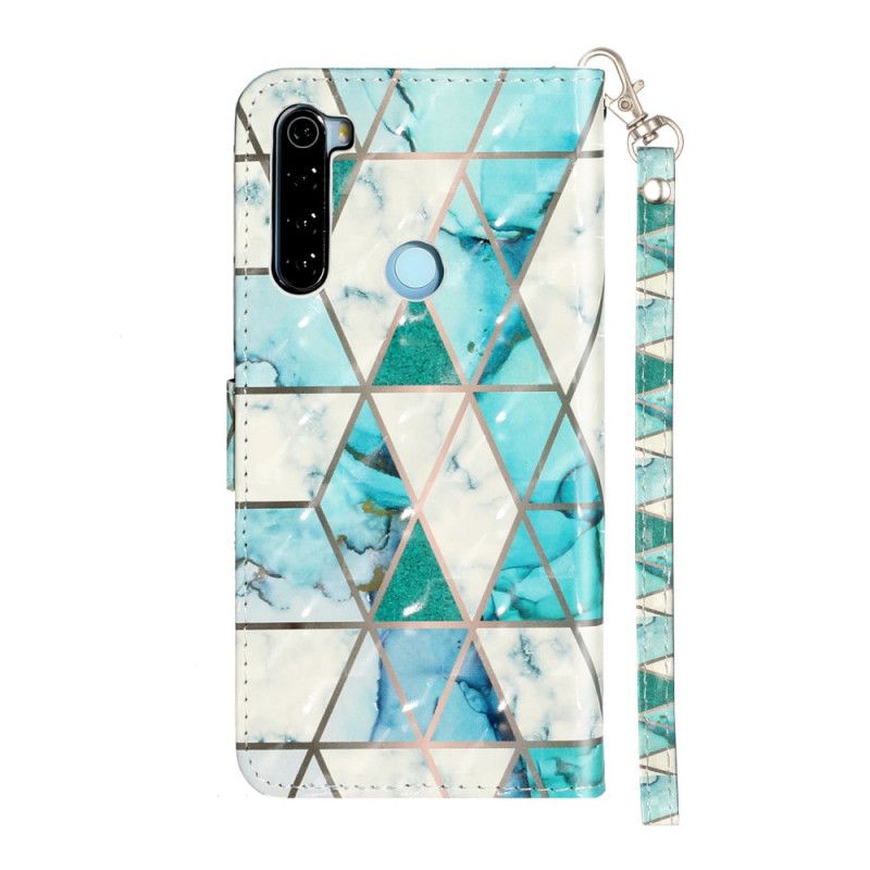 Leren Hoesje Xiaomi Redmi Note 8T Marmeren Lichtspots Met Strip