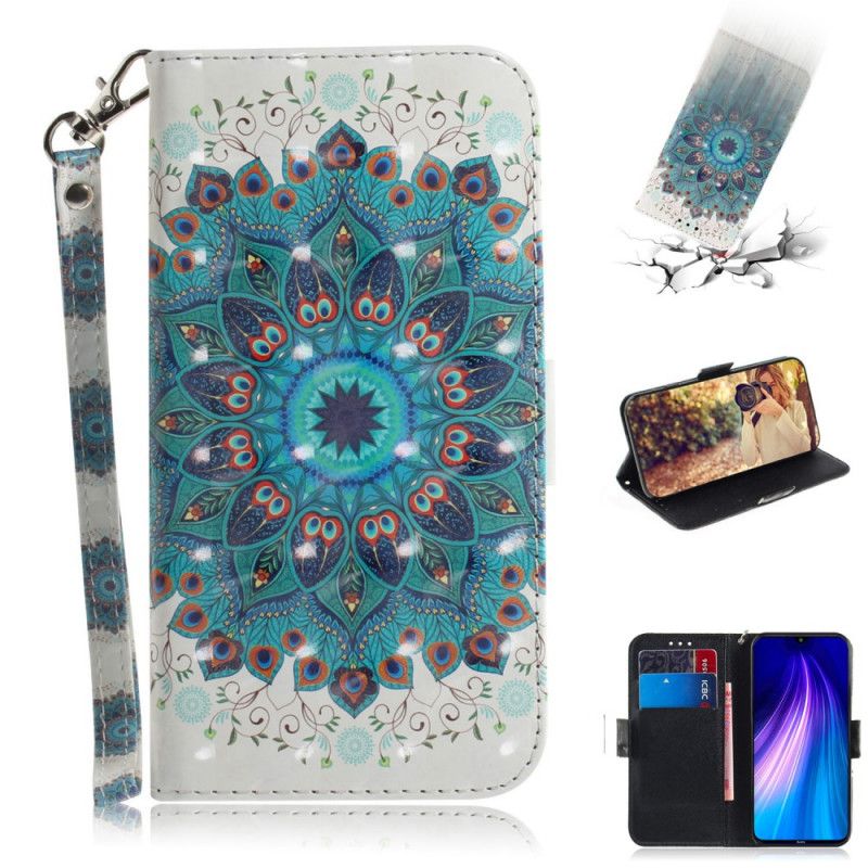 Leren Hoesje Xiaomi Redmi Note 8T Meesterlijke Mandala Met String