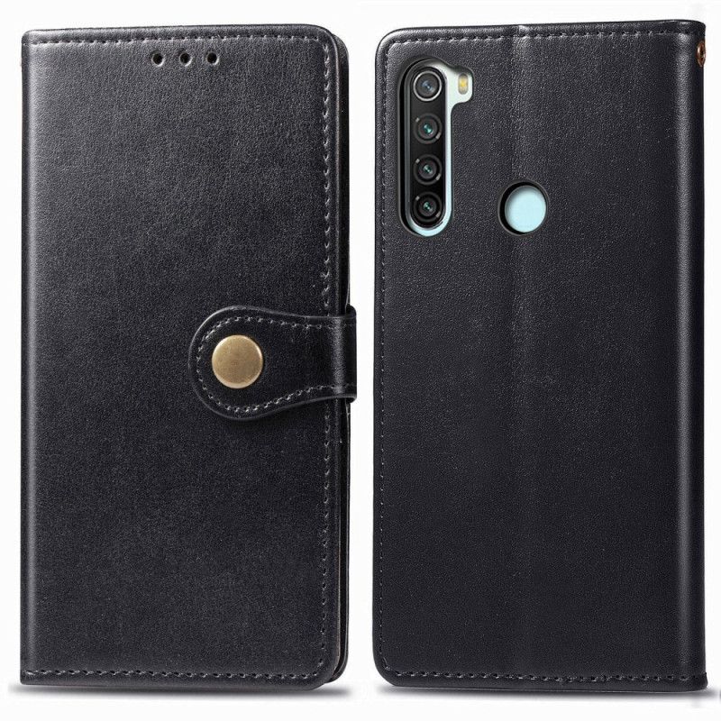 Leren Hoesje Xiaomi Redmi Note 8T Rood Zwart Prinsessenhoed In Lychee Stijl