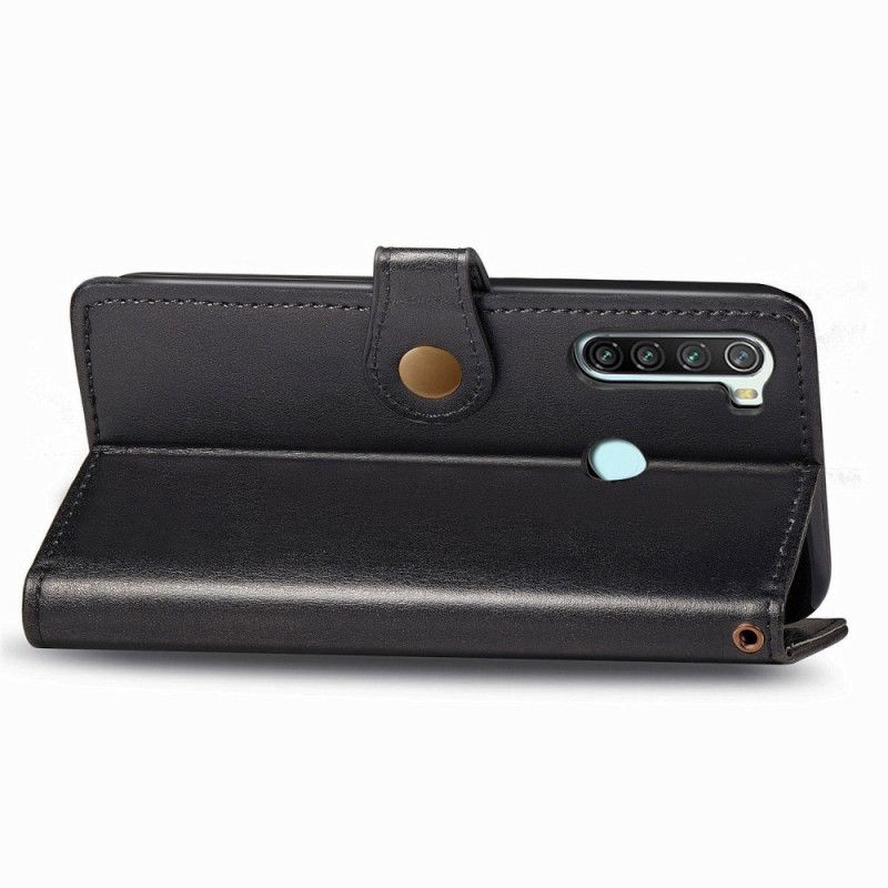 Leren Hoesje Xiaomi Redmi Note 8T Rood Zwart Prinsessenhoed In Lychee Stijl