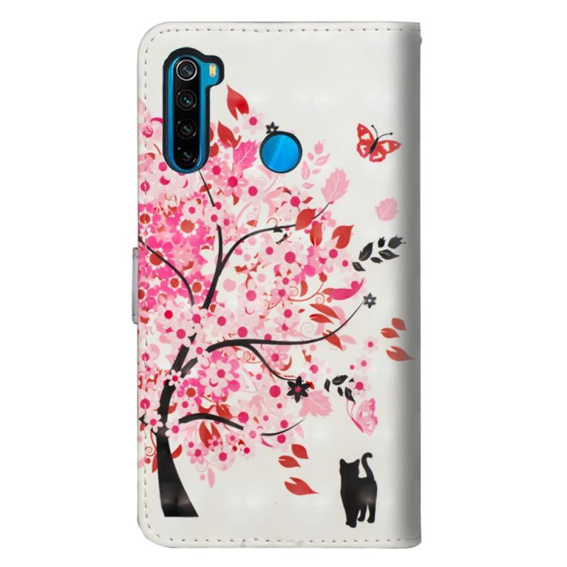 Leren Hoesje Xiaomi Redmi Note 8T Telefoonhoesje Roze Boom