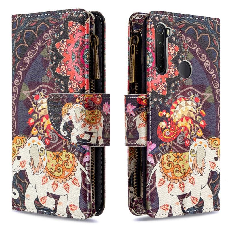 Leren Hoesje Xiaomi Redmi Note 8T Telefoonhoesje Zak Met Olifantenrits