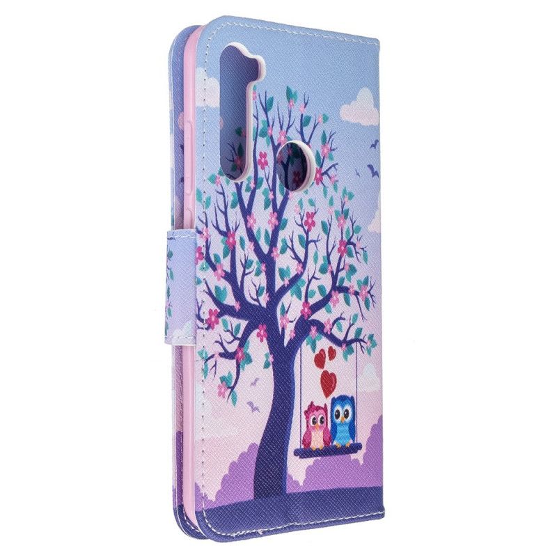 Leren Hoesje Xiaomi Redmi Note 8T Uilen Op De Schommel