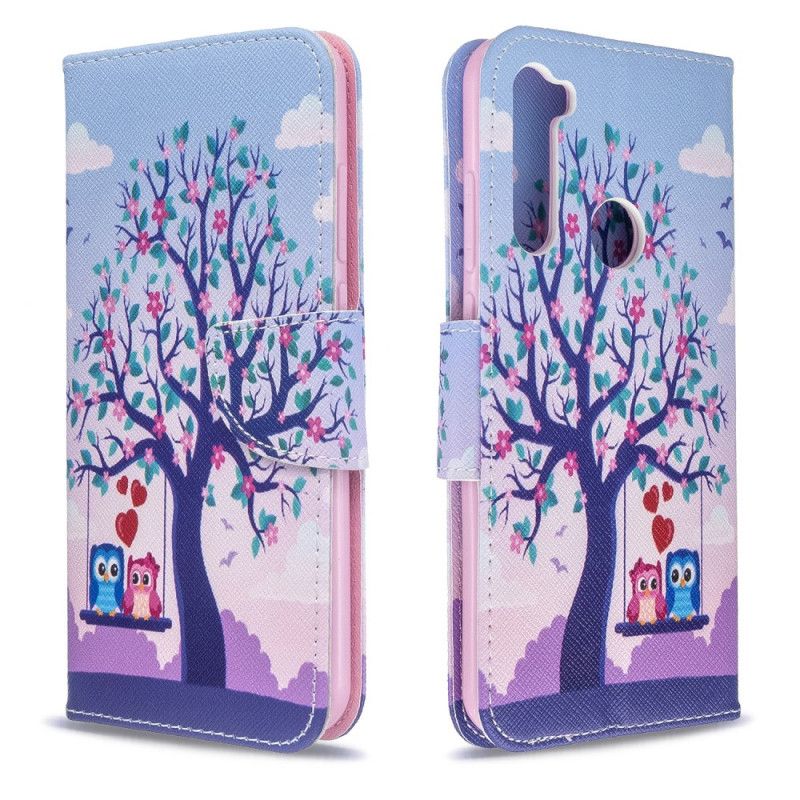 Leren Hoesje Xiaomi Redmi Note 8T Uilen Op De Schommel
