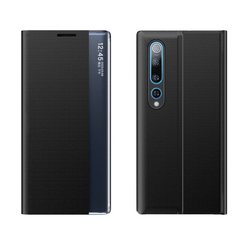 View Cover Xiaomi Redmi Note 8T Grijs Zwart Stijl Gestructureerd Leer