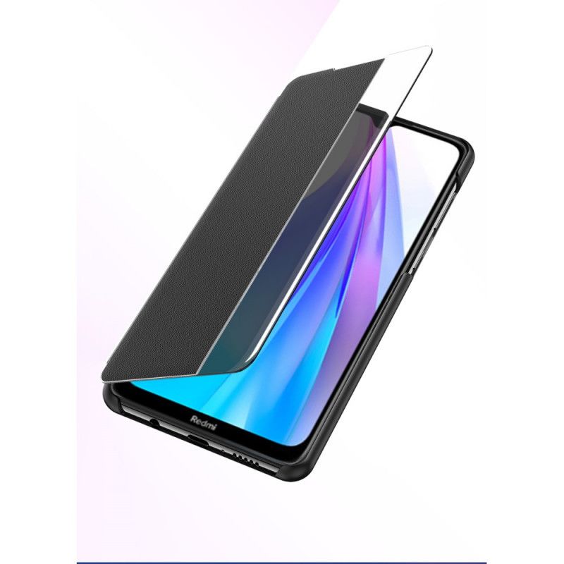 View Cover Xiaomi Redmi Note 8T Rood Zwart Kunstleer Met Textuur