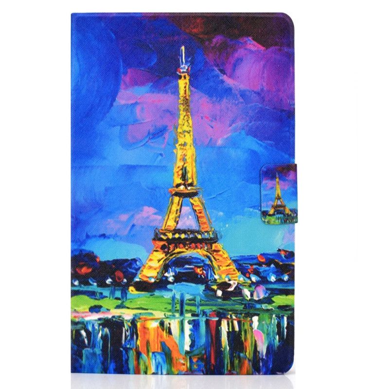 Cover Folio-hoesje Samsung Galaxy Tab S7 Bruin Donkerblauw Telefoonhoesje Eiffeltoren