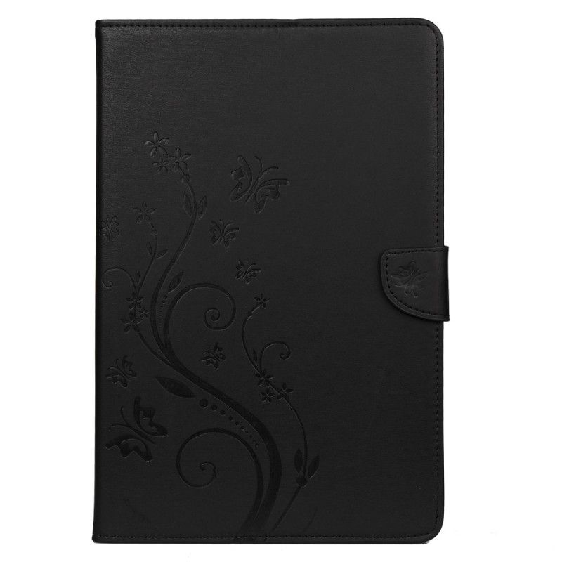 Cover Folio-hoesje Samsung Galaxy Tab S7 Grijs Zwart Telefoonhoesje Bloemenvlinders