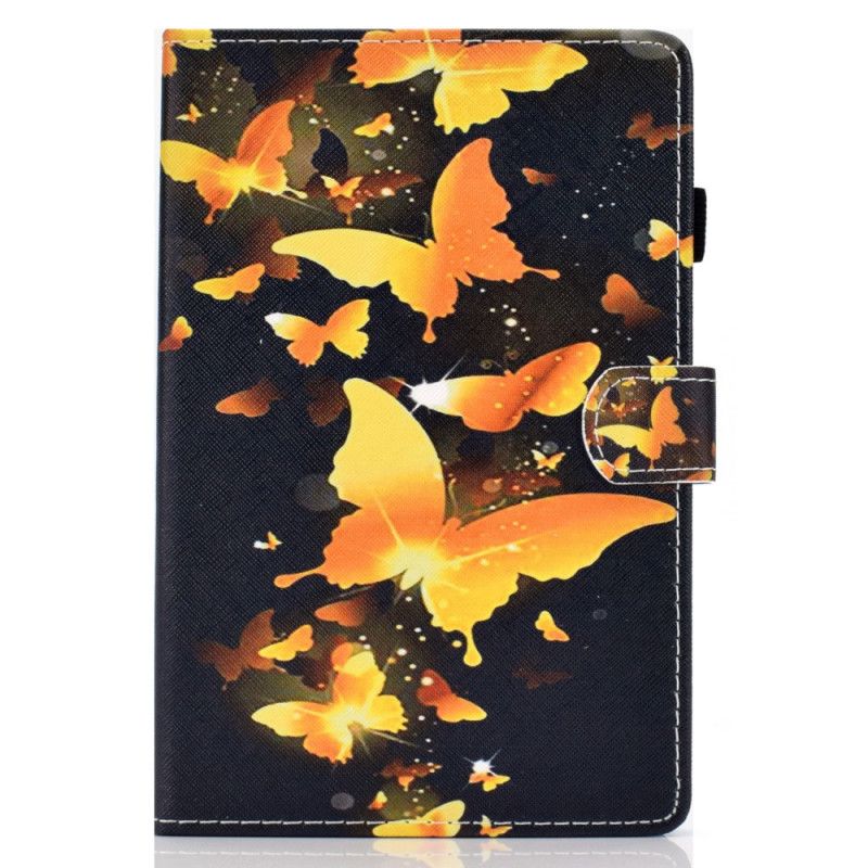 Cover Folio-hoesje Samsung Galaxy Tab S7 Turkoois Geel Telefoonhoesje Unieke Vlinders