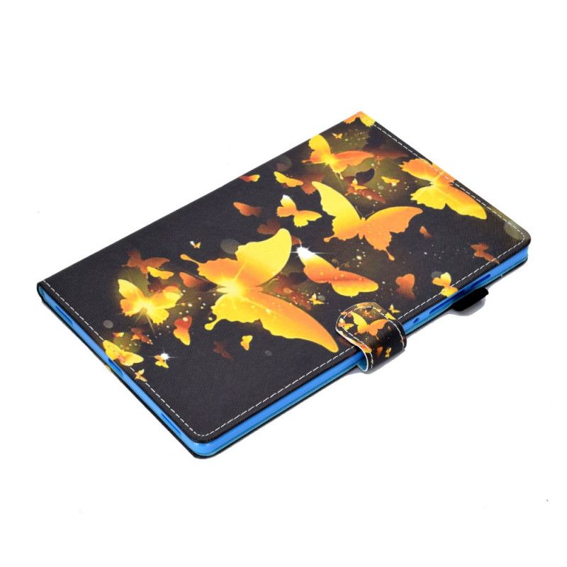 Cover Folio-hoesje Samsung Galaxy Tab S7 Turkoois Geel Telefoonhoesje Unieke Vlinders