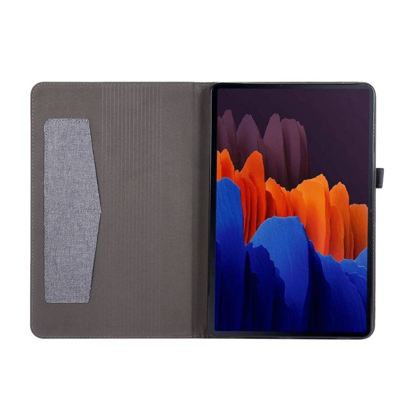 Cover voor Samsung Galaxy Tab S7 Grijs Zwart Premium Stof