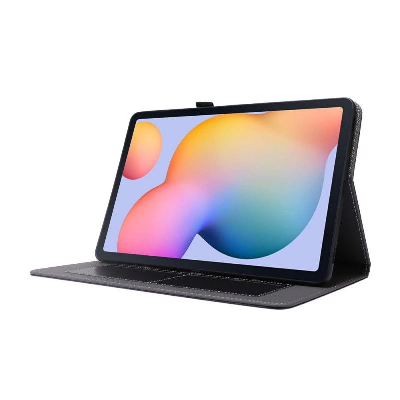 Cover voor Samsung Galaxy Tab S7 Rood Zwart Klassiek Kunstleer