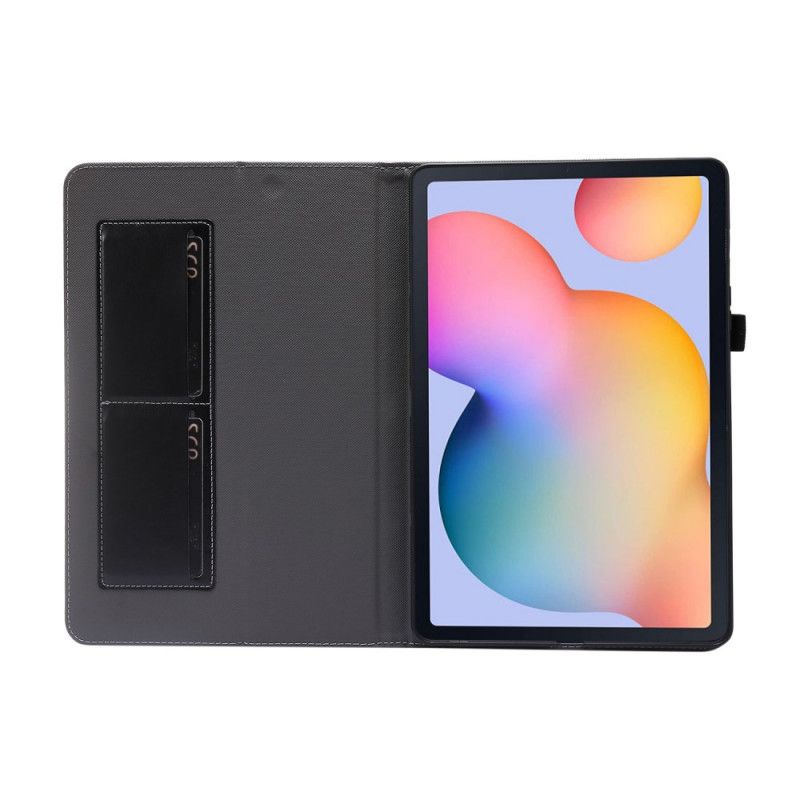 Cover voor Samsung Galaxy Tab S7 Rood Zwart Klassiek Kunstleer