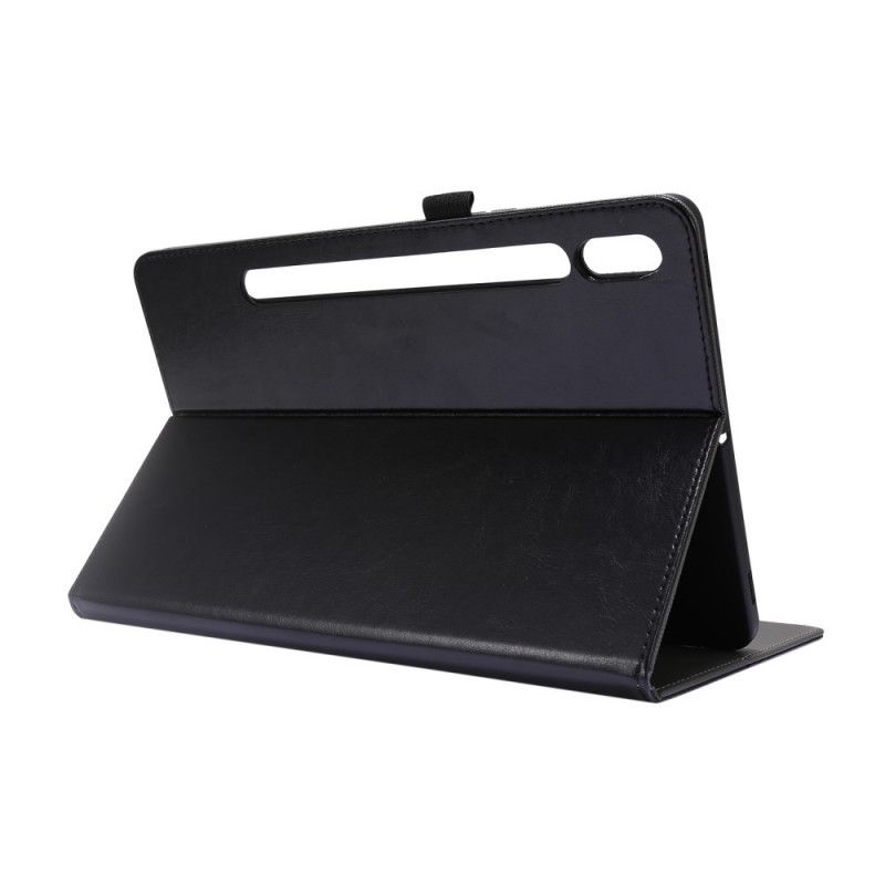 Cover voor Samsung Galaxy Tab S7 Rood Zwart Klassiek Kunstleer