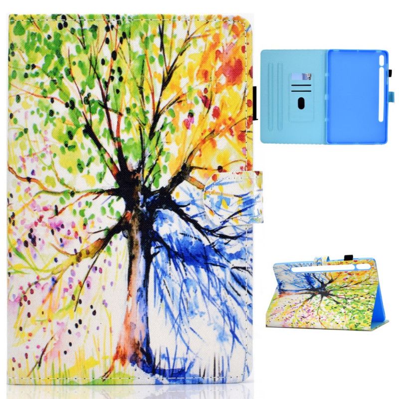 Leren Hoesje voor Samsung Galaxy Tab S7 Aquarelboom