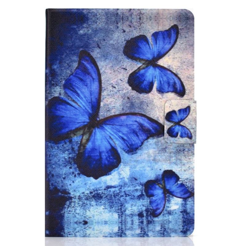 Leren Hoesje voor Samsung Galaxy Tab S7 Paars Donkerblauw Vlinders