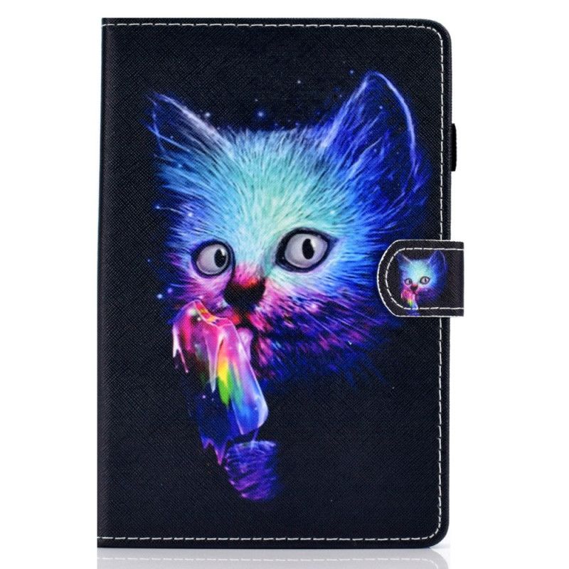Leren Hoesje voor Samsung Galaxy Tab S7 Psycho Cat