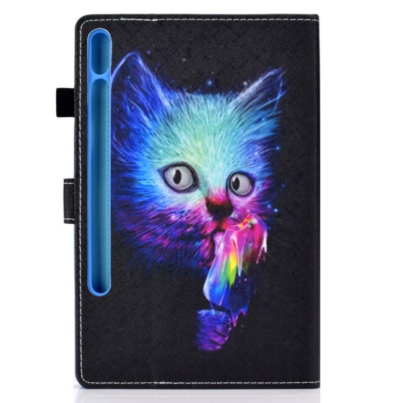 Leren Hoesje voor Samsung Galaxy Tab S7 Psycho Cat