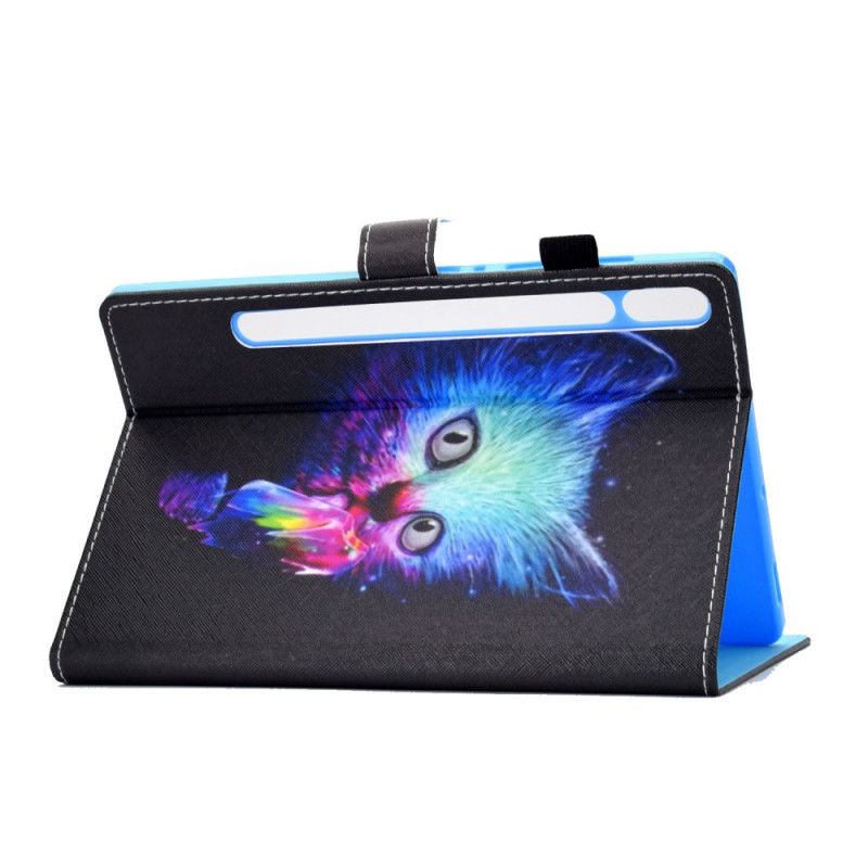 Leren Hoesje voor Samsung Galaxy Tab S7 Psycho Cat
