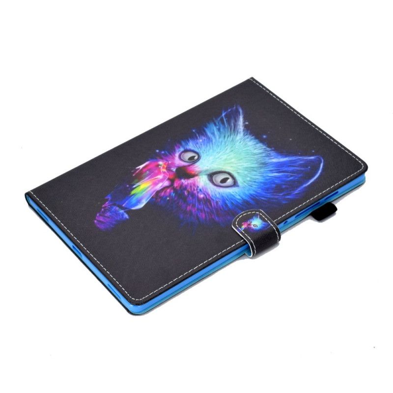 Leren Hoesje voor Samsung Galaxy Tab S7 Psycho Cat