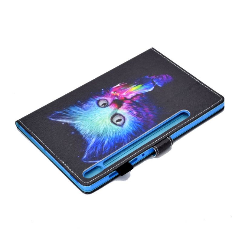 Leren Hoesje voor Samsung Galaxy Tab S7 Psycho Cat