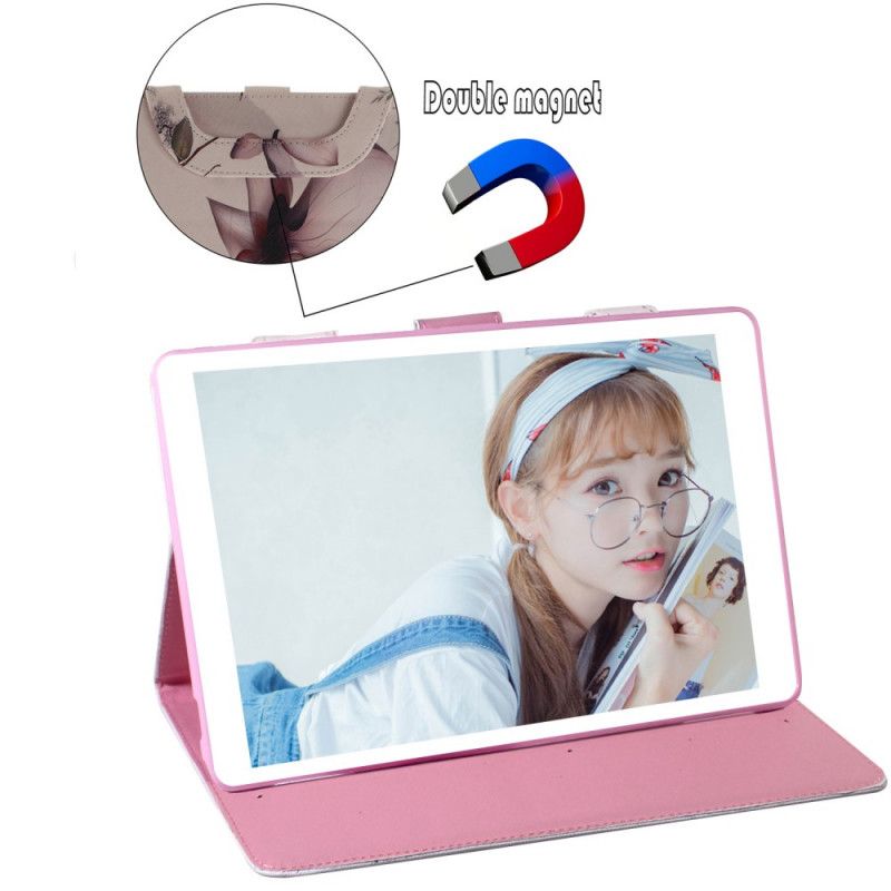 Leren Hoesje voor Samsung Galaxy Tab S7 Vintage Bloem Met Handvat
