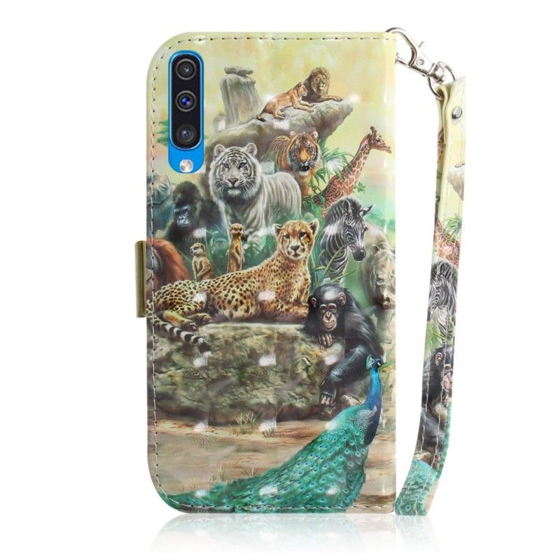Bescherming Hoesje Samsung Galaxy A50 Telefoonhoesje String Safari Dieren