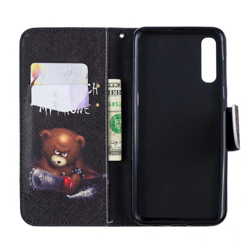 Flip Case Leren Samsung Galaxy A50 Gevaarlijke Beer