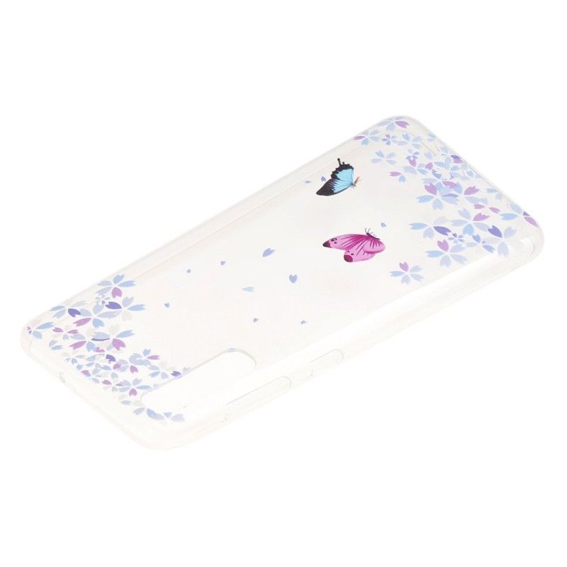 Hoesje Samsung Galaxy A50 Transparante Vlinders En Bloemen