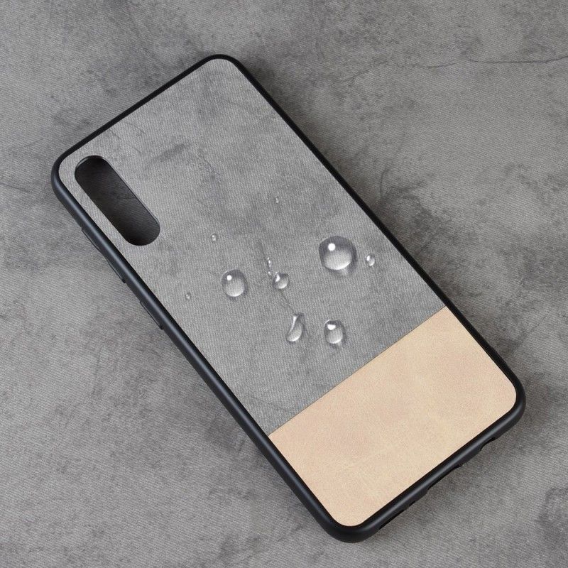 Hoesje voor Samsung Galaxy A50 Grijs Zwart Tweekleurig Kunstleer
