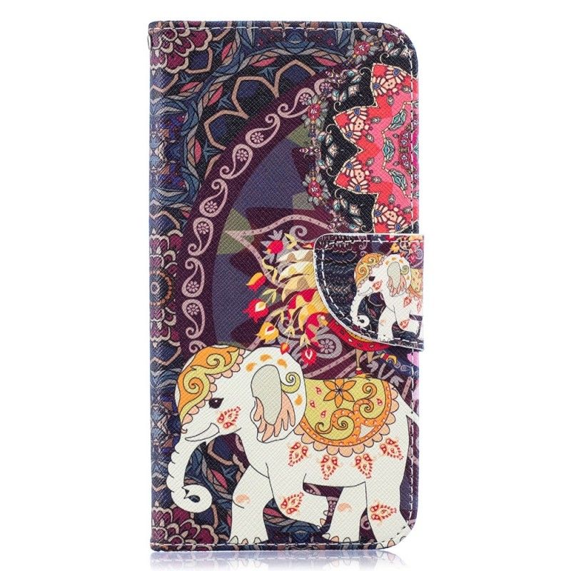 Leren Hoesje Samsung Galaxy A50 Etnische Olifantenmandala