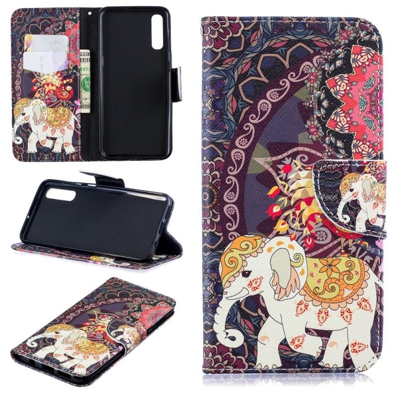 Leren Hoesje Samsung Galaxy A50 Etnische Olifantenmandala